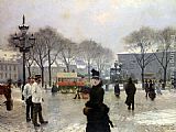 Paul Gustave Fischer A Winter's Day on Kongens Nytorv Copenhagen painting